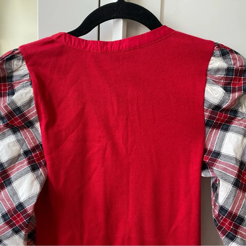 LOFT - NWT Plaid Henley Mixed Media Top - XS - Picture 8 of 9